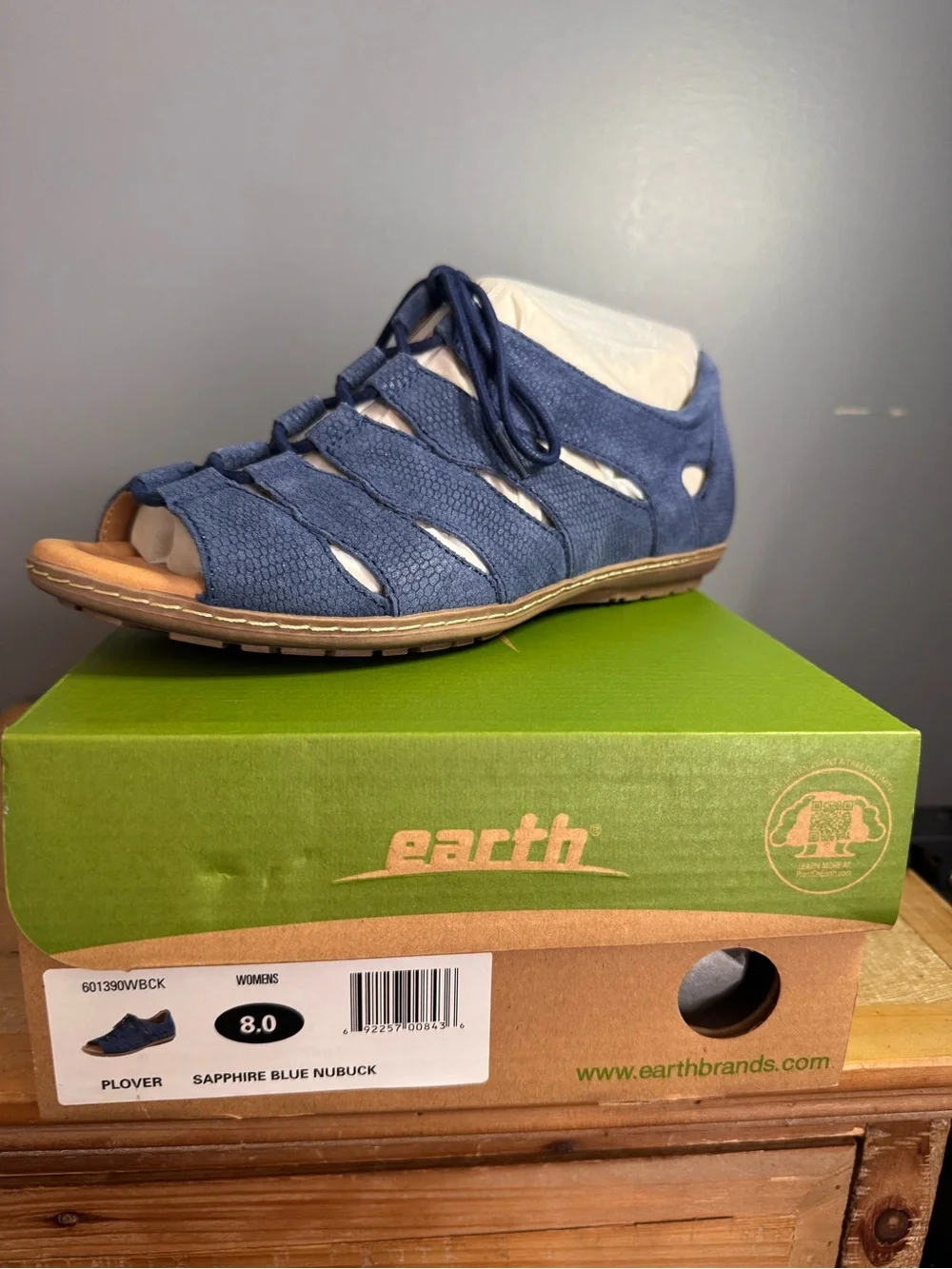 Earth Navy Blue Lace-Up Cutout Sandal